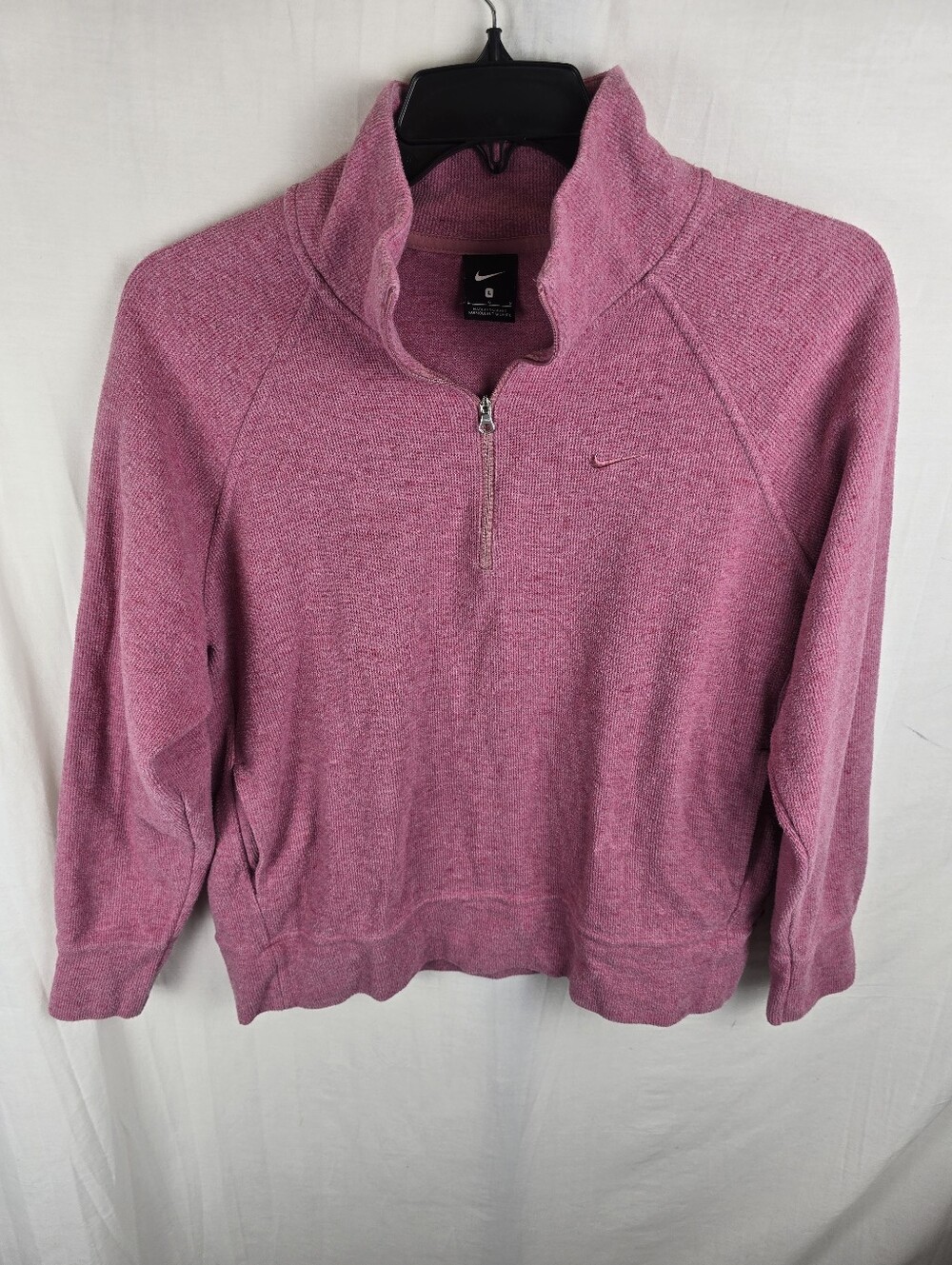 Nike Women's Heathered Pink Half-Zip Mock Neck Terry Cloth Sweatshirt Sz L